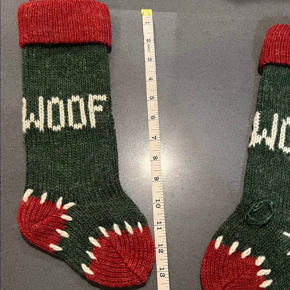 Festive Green and Red Dog Christmas Stockings - Picture 6 of 8